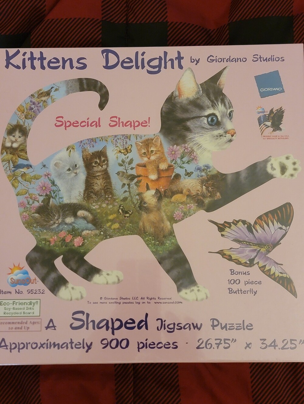 SunsOut Kittens Delight Shaped 900 Pc Jigsaw Puzzle Brand New Factory Sealed